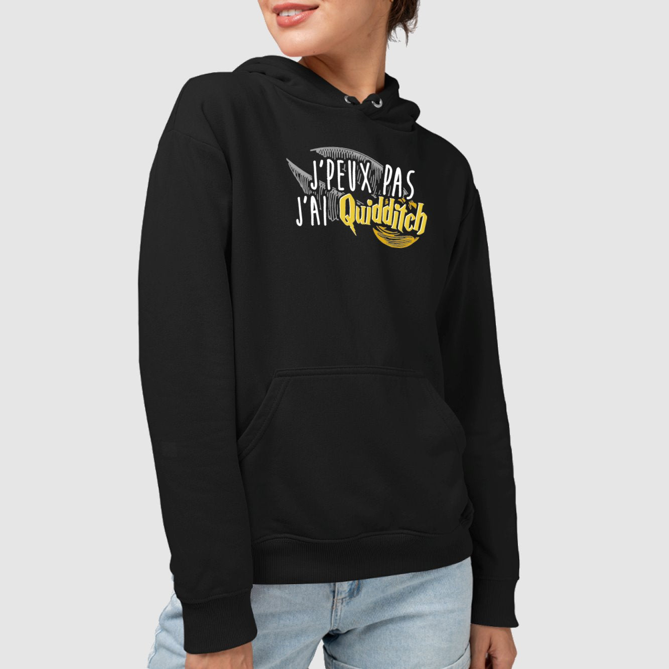 Sweat Capuche Adulte J'peux pas j'ai Quidditch Noir