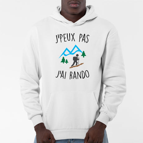 Sweat Capuche Adulte J'peux pas j'ai rando Blanc