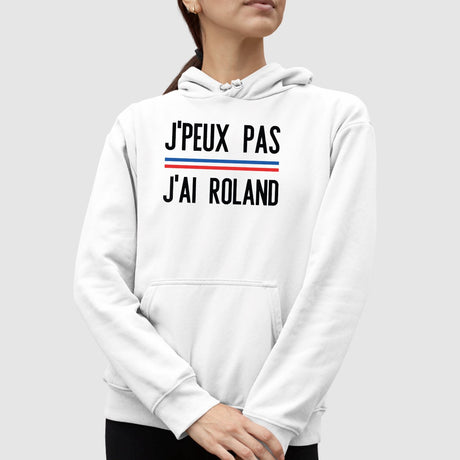 Sweat Capuche Adulte J'peux pas j'ai Roland Blanc