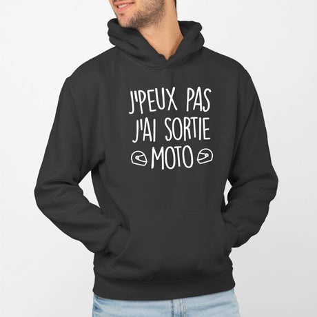 Sweat Capuche Adulte J'peux pas j'ai sortie moto Noir