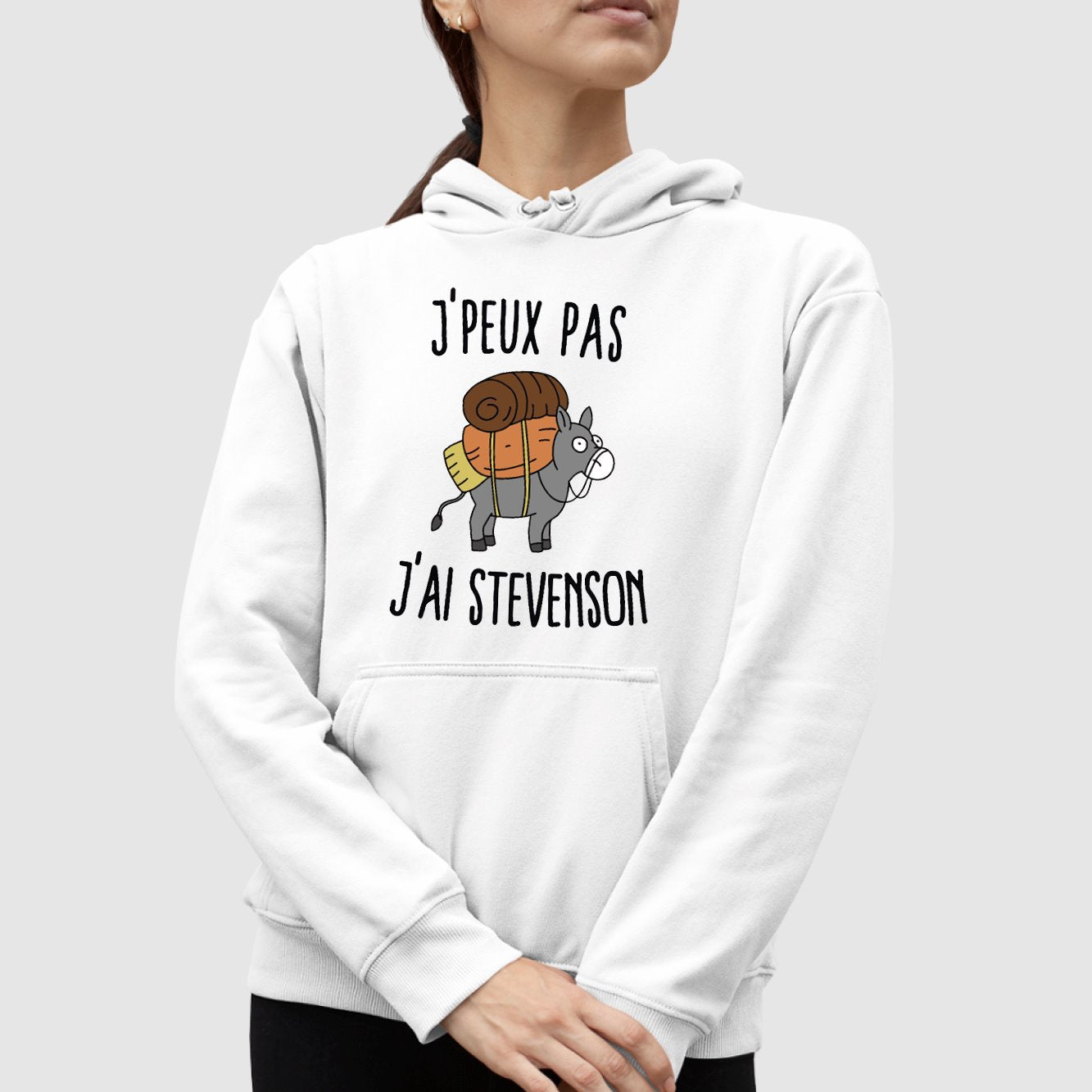 Sweat Capuche Adulte J'peux pas j'ai Stevenson Blanc