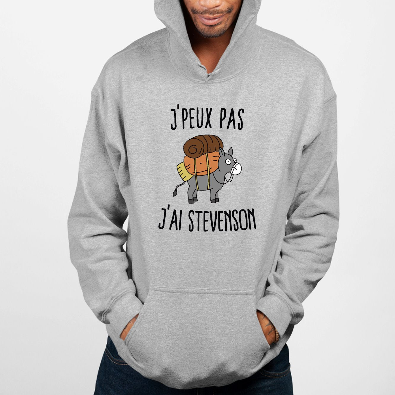 Sweat Capuche Adulte J'peux pas j'ai Stevenson Gris