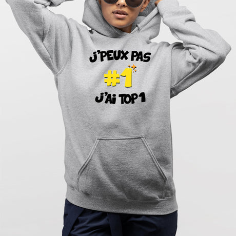 Sweat Capuche Adulte J'peux pas j'ai TOP1 Gris