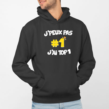 Sweat Capuche Adulte J'peux pas j'ai TOP1 Noir