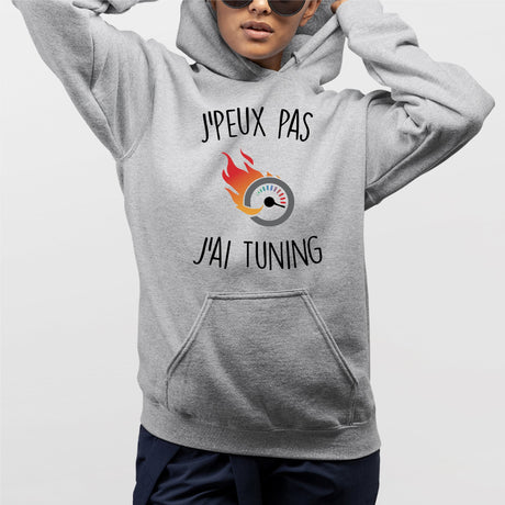 Sweat Capuche Adulte J'peux pas j'ai tuning Gris