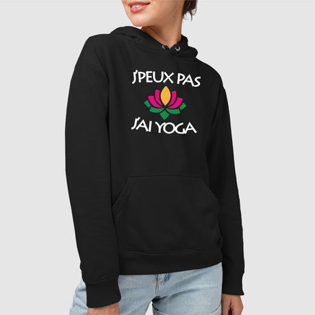 Sweat Capuche Adulte J'peux pas j'ai yoga Noir