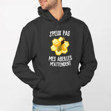 Sweat Capuche Adulte J'peux pas mes abeilles m'attendent Noir