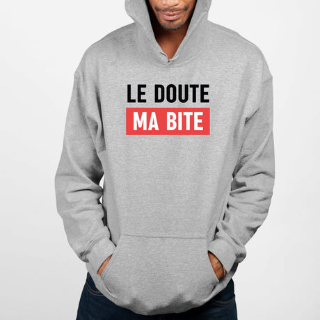 Sweat Capuche Adulte Le doute ma bite Gris