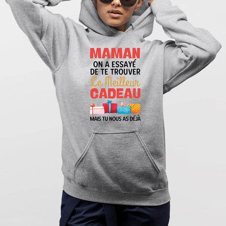 Sweat Capuche Adulte Le meilleur cadeau pour maman Gris