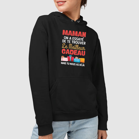 Sweat Capuche Adulte Le meilleur cadeau pour maman Noir