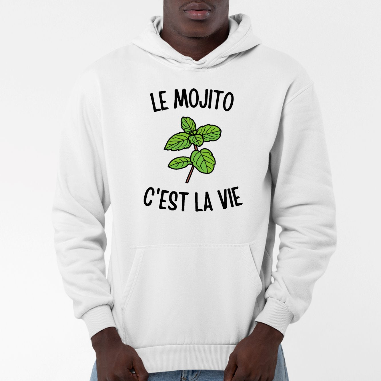 Sweat Capuche Adulte Le mojito c'est la vie Blanc