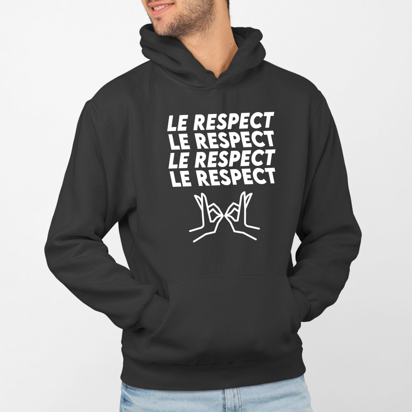 Sweat Capuche Adulte Le respect Noir