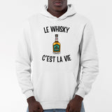 Sweat Capuche Adulte Le whisky c'est la vie Blanc