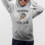 Sweat Capuche Adulte Les glaces c'est la vie Gris