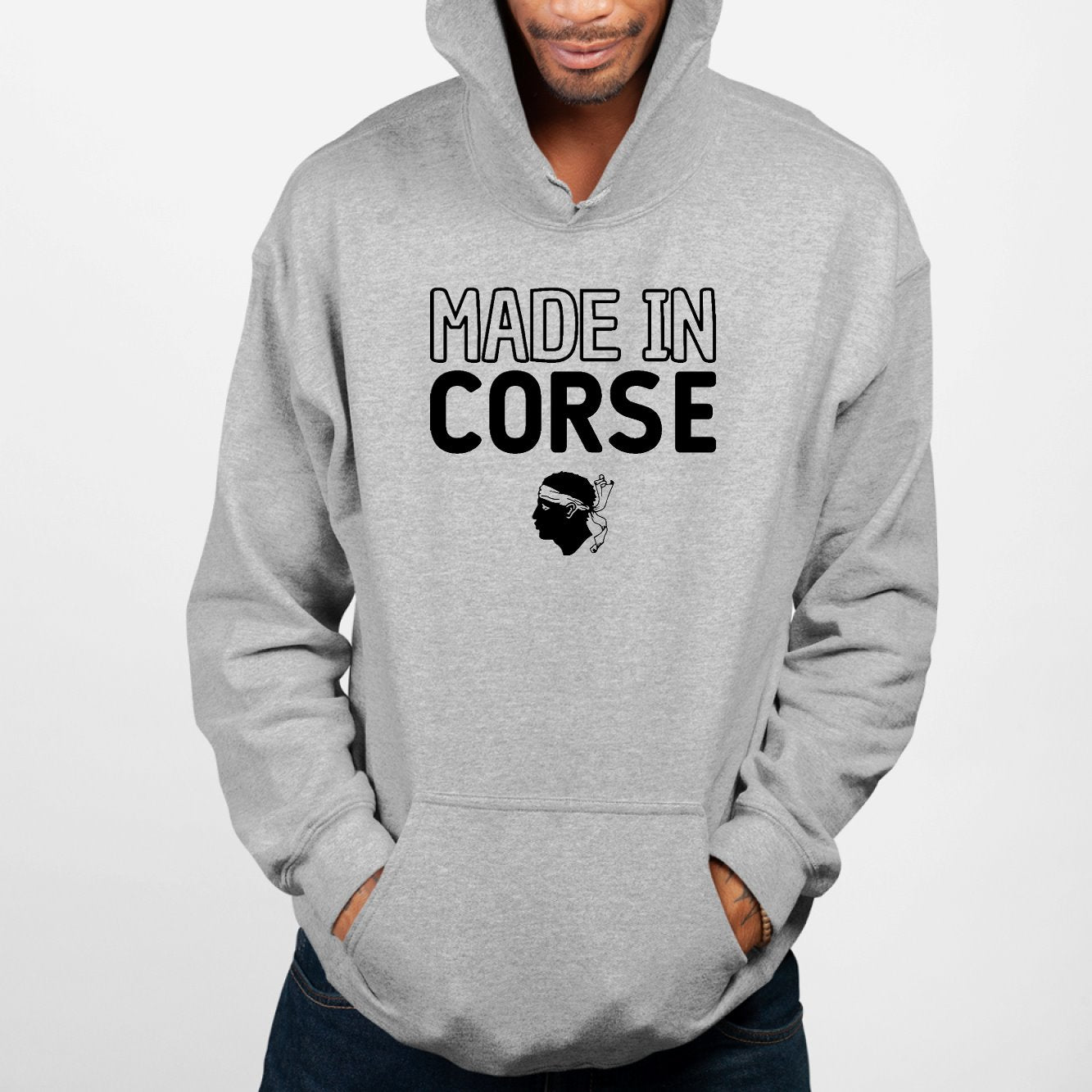 Sweat Capuche Adulte Made in Corse Gris