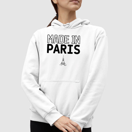 Sweat Capuche Adulte Made in Paris Blanc