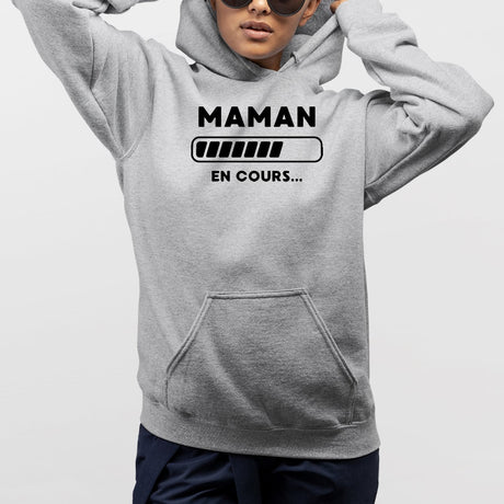 Sweat Capuche Adulte Maman en cours Gris