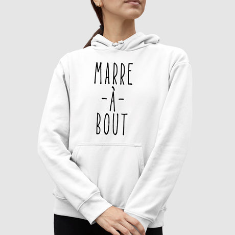 Sweat Capuche Adulte Marre à bout Blanc