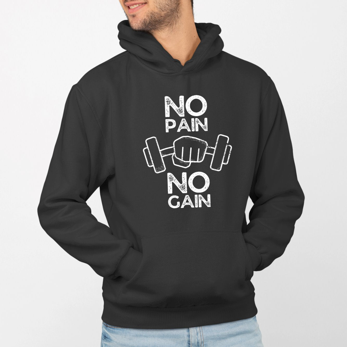 Sweat Capuche Adulte No pain no gain Noir