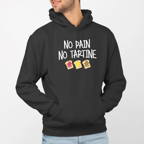 Sweat Capuche Adulte No pain no tartine Noir