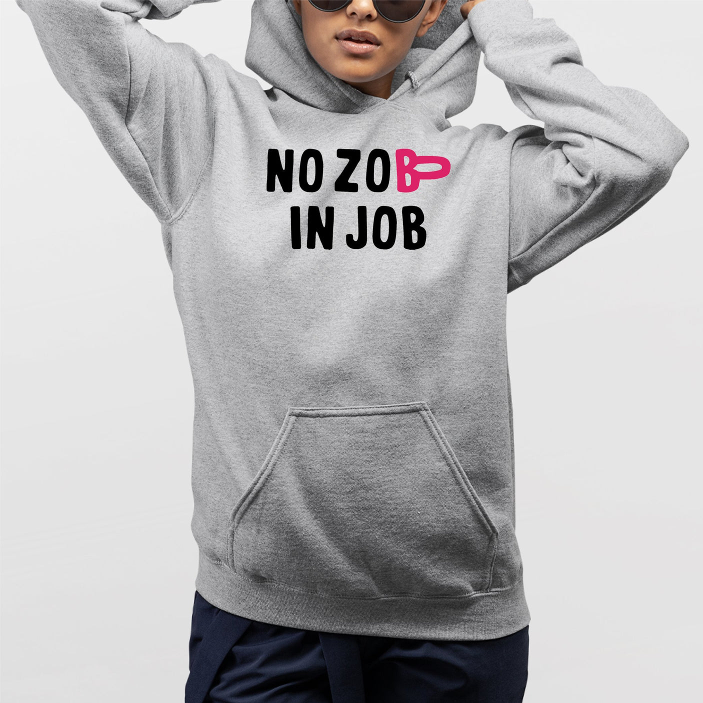 Sweat Capuche Adulte No zob in job Gris