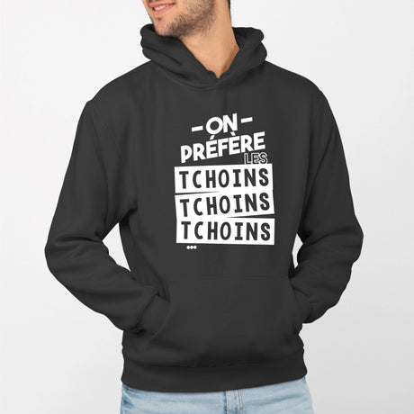 Sweat Capuche Adulte On préfère les tchoins Noir