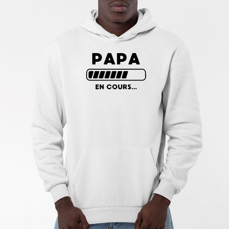 Sweat Capuche Adulte Papa en cours Blanc