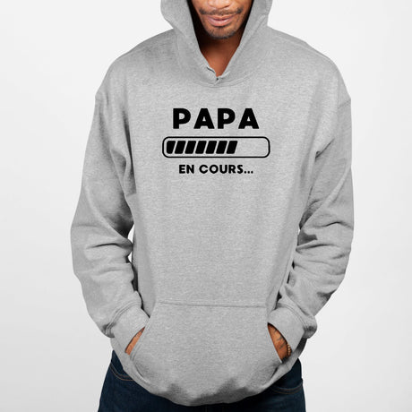 Sweat Capuche Adulte Papa en cours Gris