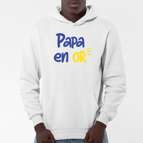 Sweat Capuche Adulte Papa en or Blanc