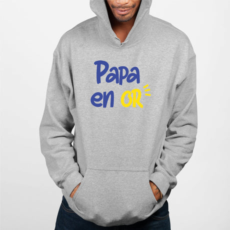 Sweat Capuche Adulte Papa en or Gris