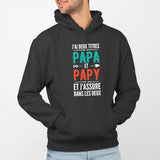 Sweat Capuche Adulte Papa et papy Noir