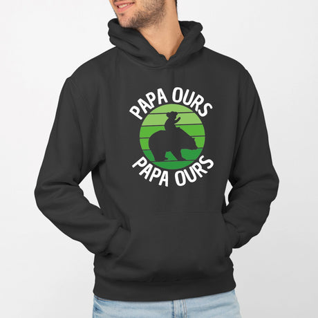 Sweat Capuche Adulte Papa ours Noir