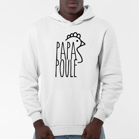 Sweat Capuche Adulte Papa poule Blanc