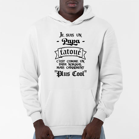 Sweat Capuche Adulte Papa tatoué Blanc