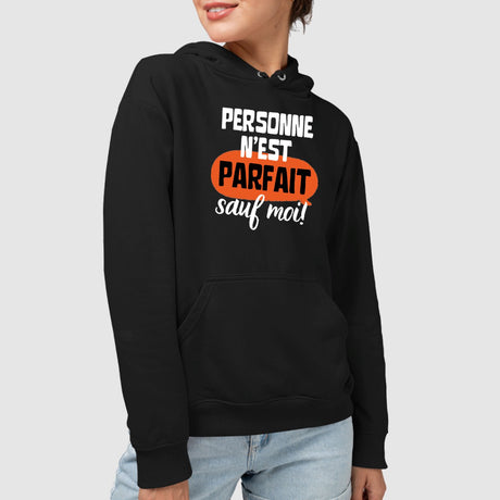 Sweat Capuche Adulte Personne n'est parfait Noir