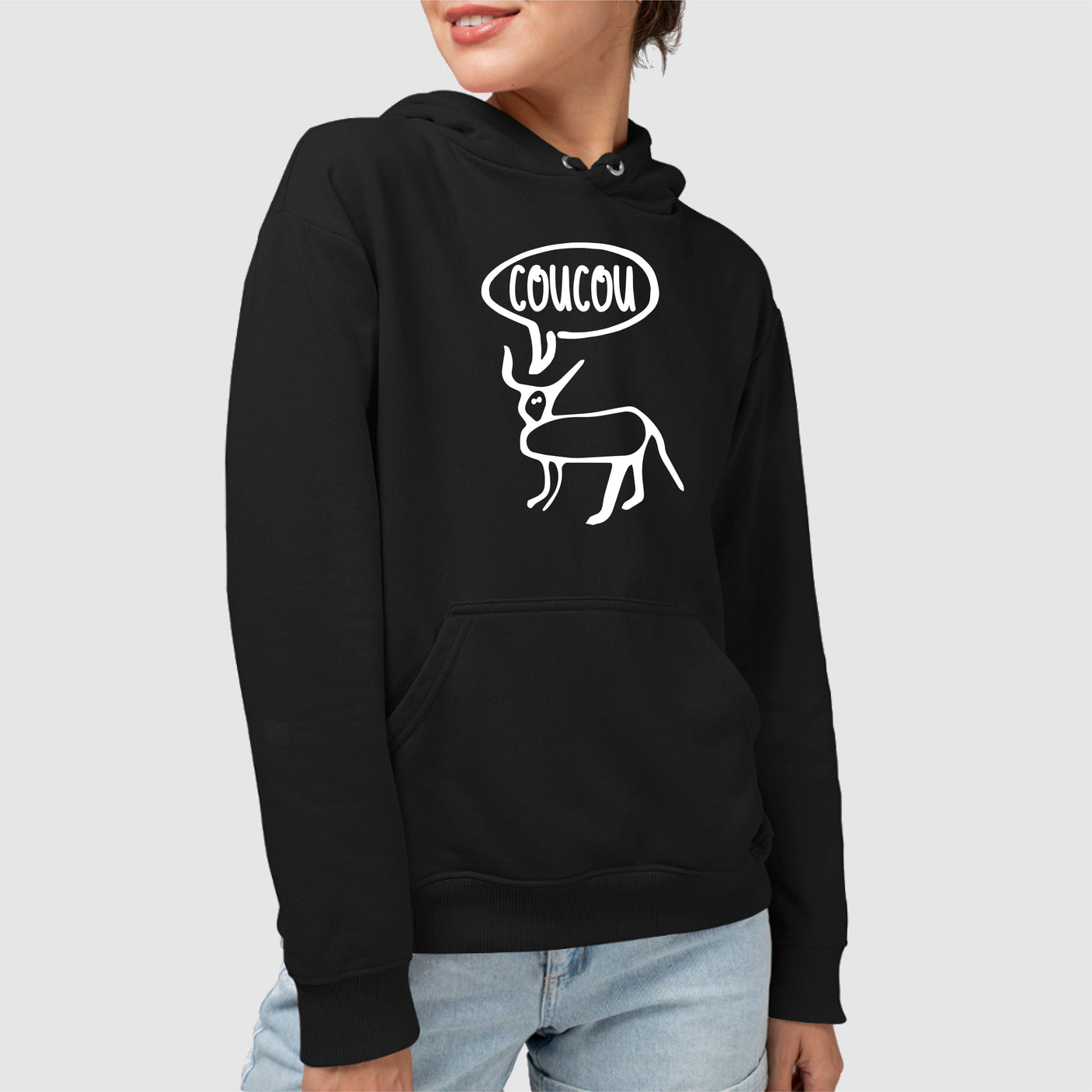 Sweat Capuche Adulte Petite perruche Noir