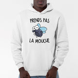 Sweat Capuche Adulte Prends pas la mouche Blanc