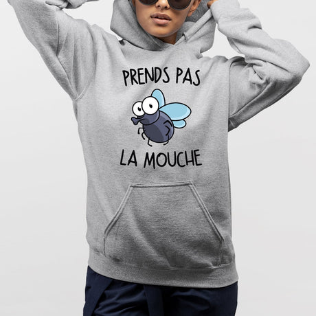 Sweat Capuche Adulte Prends pas la mouche Gris