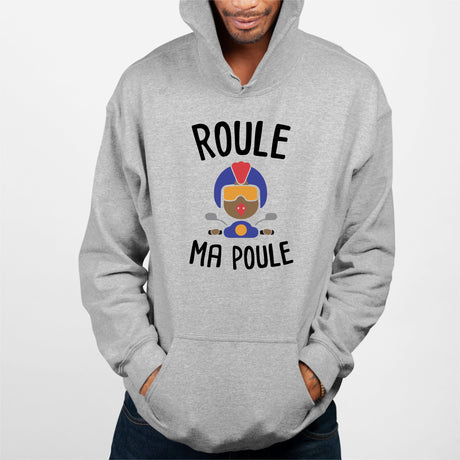 Sweat Capuche Adulte Roule ma poule Gris