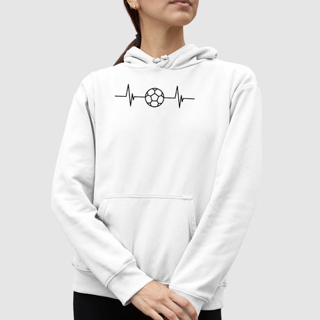 Sweat Capuche Adulte Rythme cardiaque foot Blanc