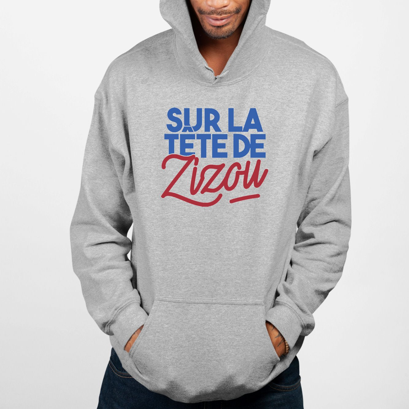 Sweat Capuche Adulte Sur la tête de Zizou Gris