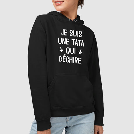 Sweat Capuche Adulte Tata qui déchire Noir