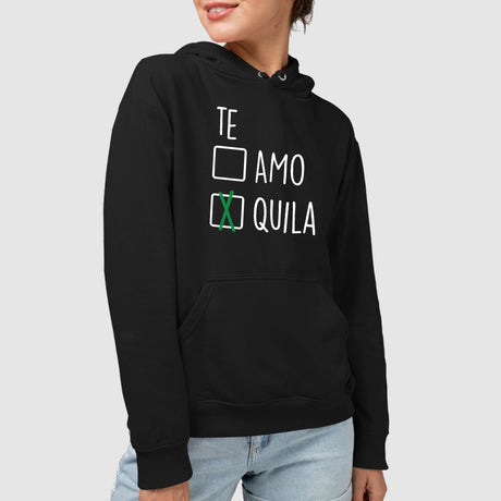 Sweat Capuche Adulte Te amo tequila Noir