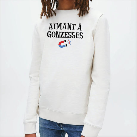 Sweat Enfant Aimant à gonzesses Blanc