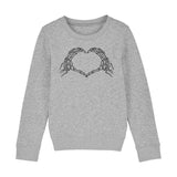 Sweat Enfant Coeur mains squelette 