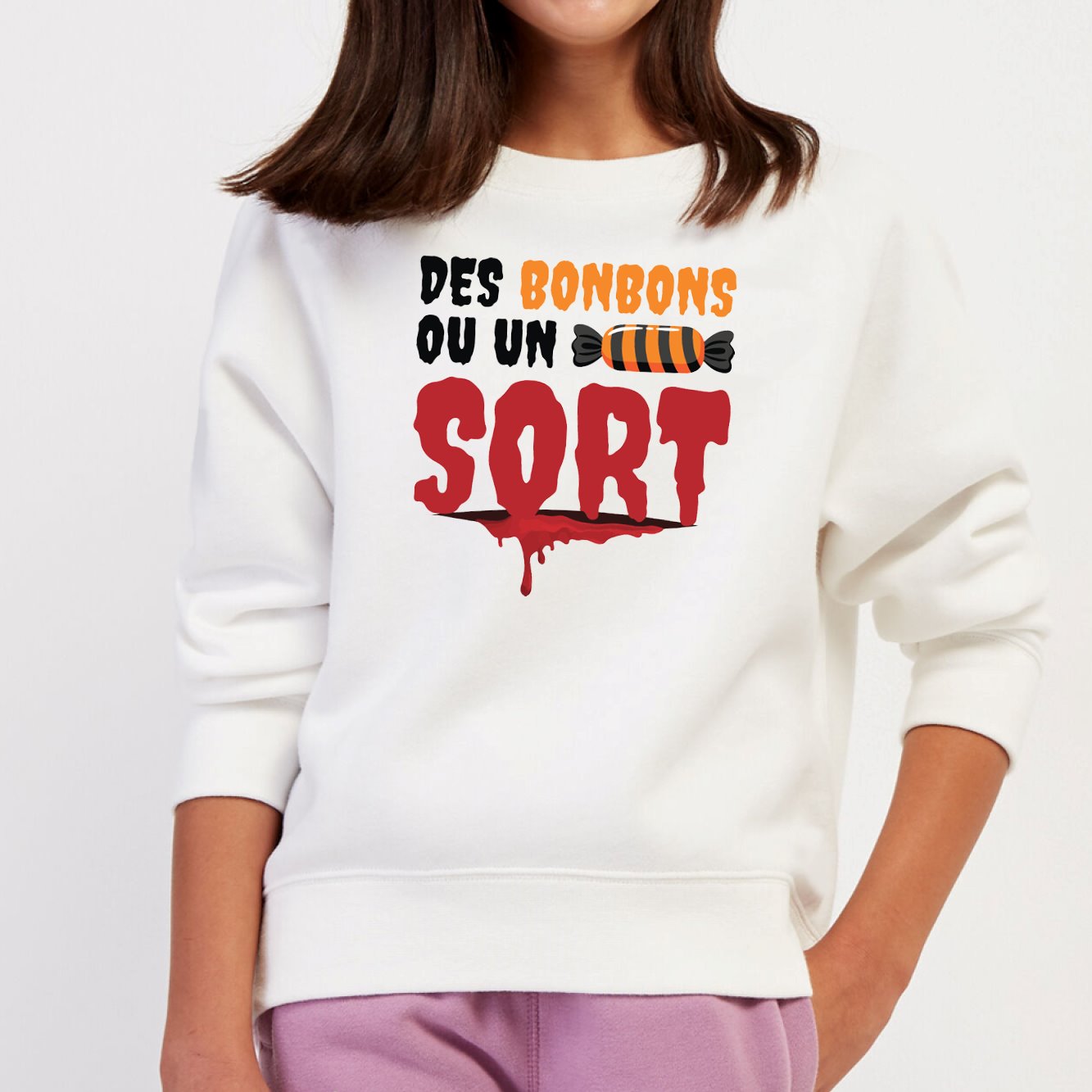 Sweat Enfant Des bonbons ou un sort Blanc