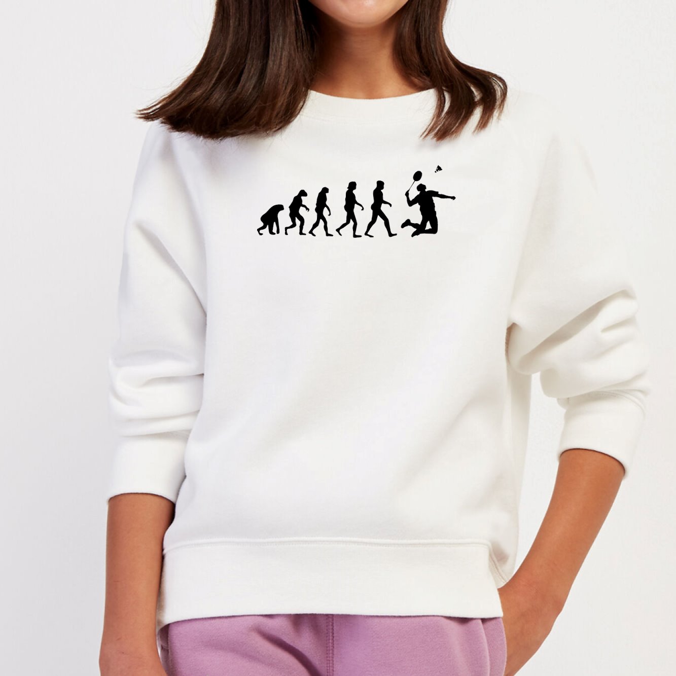 Sweat Enfant Évolution badminton Blanc