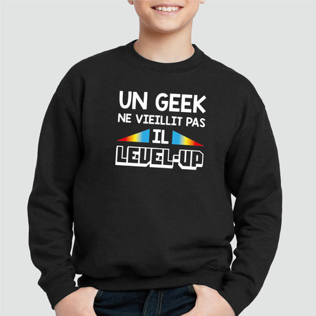 Sweat Enfant Geek level-up Noir