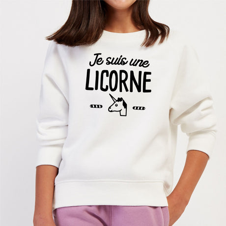 Sweat Enfant Je suis une licorne Blanc