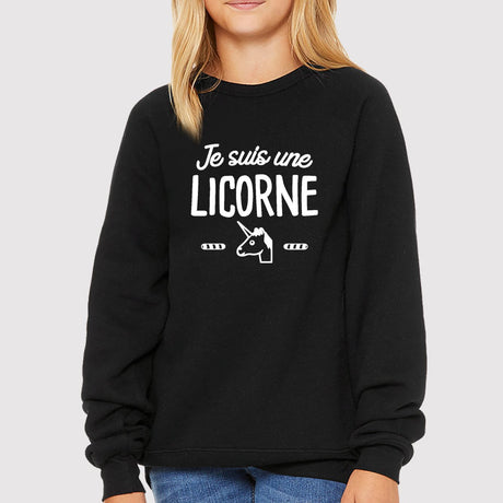 Sweat Enfant Je suis une licorne Noir